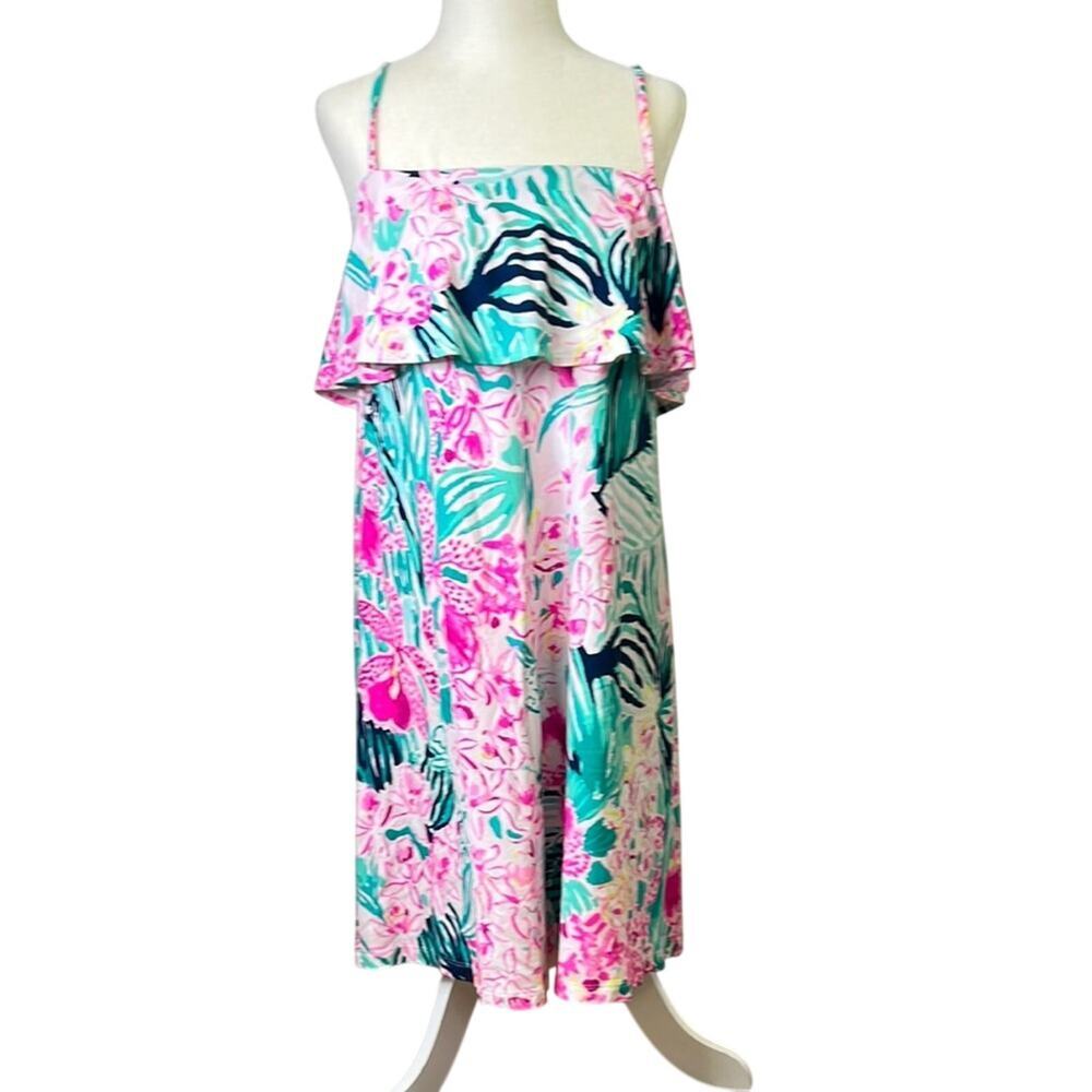 Lilly Pulitzer Floral Dress swim cover with Ruffle Detail beach new NWOT size sm